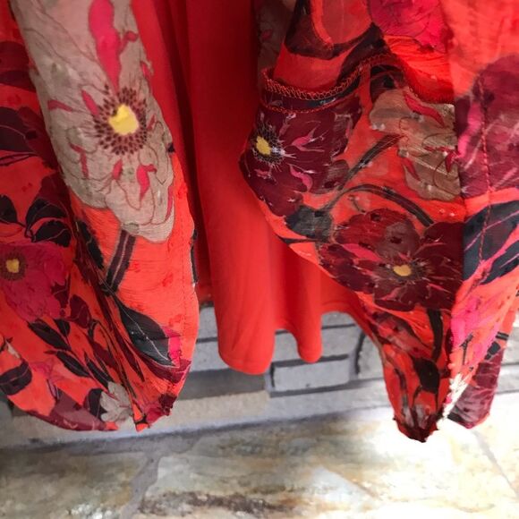 Torrid Mini Clip Dot Blouson Sleeve Dress Orange Floral Print 3x - Picture 10 of 15